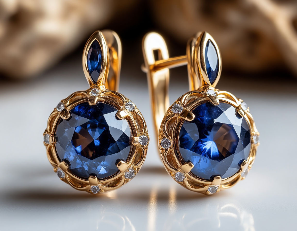 Серьги с сапфирами
